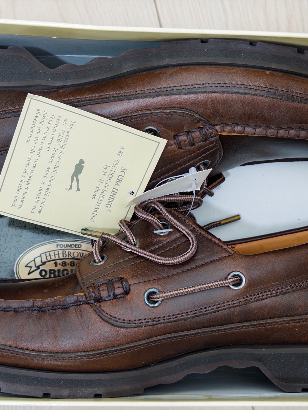 HhBrown handcrafted Leather Moc Toe Boat Shoes